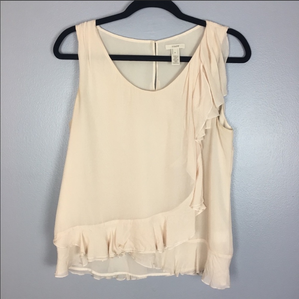 J. Crew Blouse Size 8 Cream Sleeveless 100% Silk